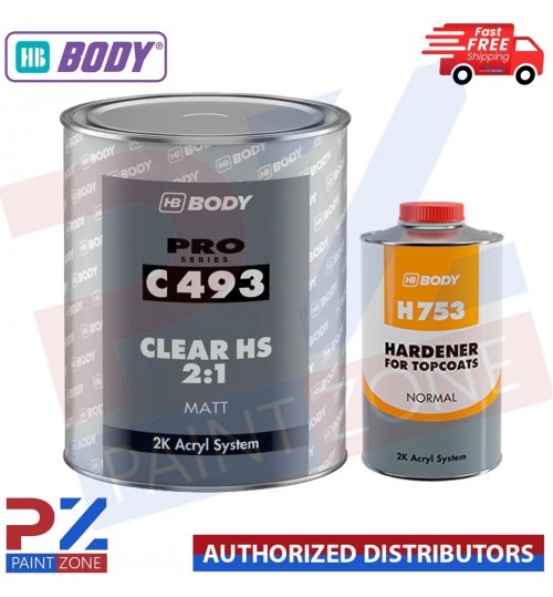 HB Body C493 2:1 Matt Clear Lacquer 1L WITH H 753 NORMAL HARDENER 500 LTR